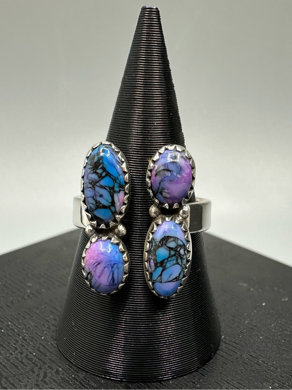 Monarch Dahlia Turquoise 925 Sterling Silver Adjustable Floater Bypass Ring